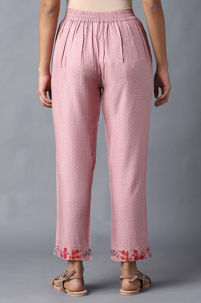 W for Woman Nectar Pink Floral Printed Straight Pants