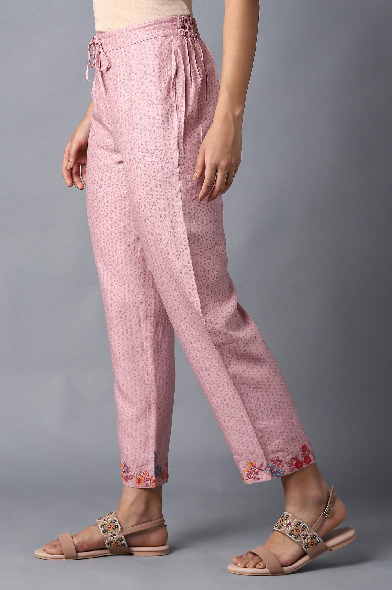W for Woman Nectar Pink Floral Printed Straight Pants