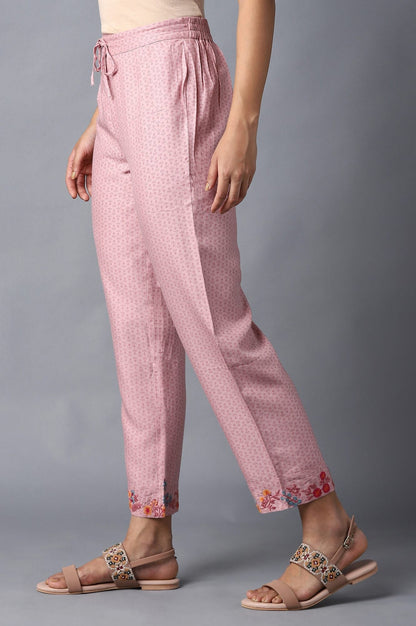 W for Woman Nectar Pink Floral Printed Straight Pants