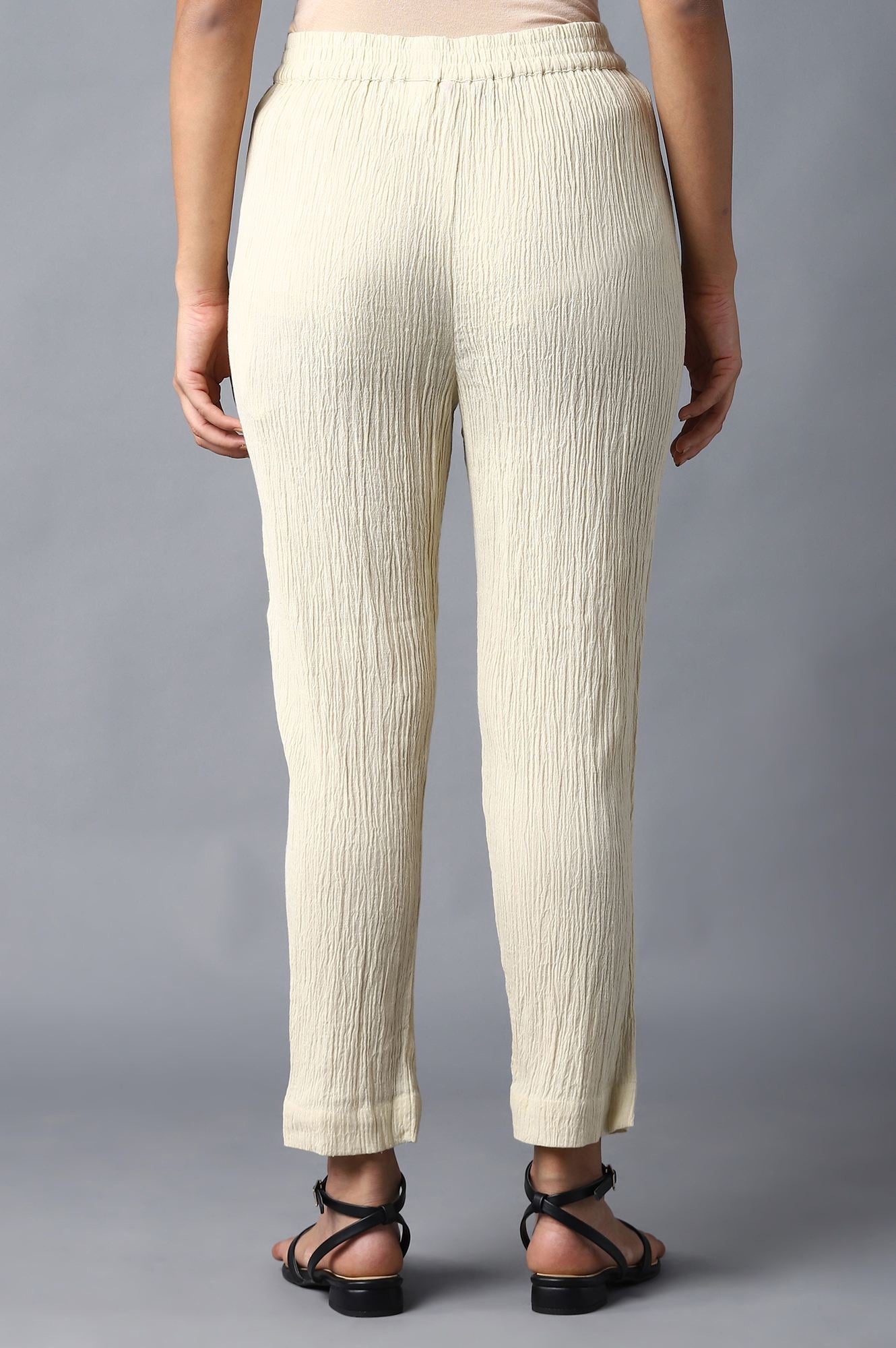 W for Woman Cream Slim Pants With Full Elastication