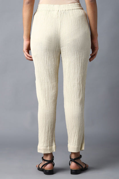 W for Woman Cream Slim Pants With Full Elastication