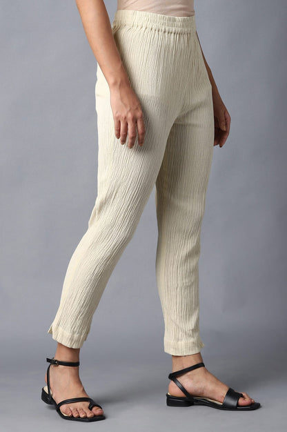 W for Woman Cream Slim Pants With Full Elastication