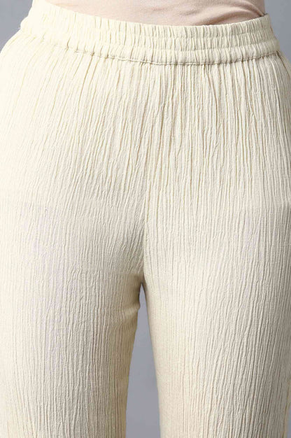W for Woman Cream Slim Pants With Full Elastication