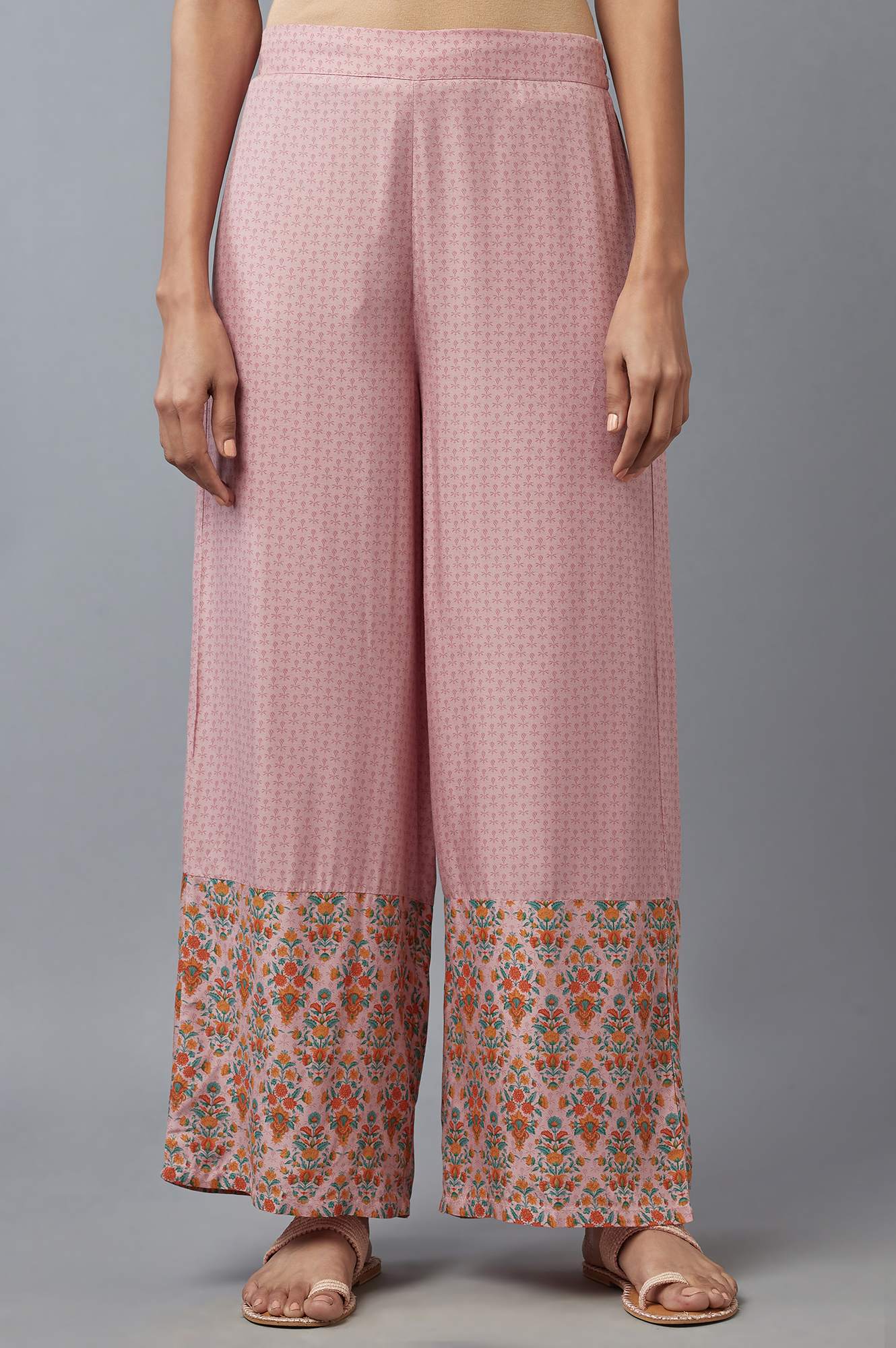 W for Woman Nectar Pink Floral Printed Parallel Pants