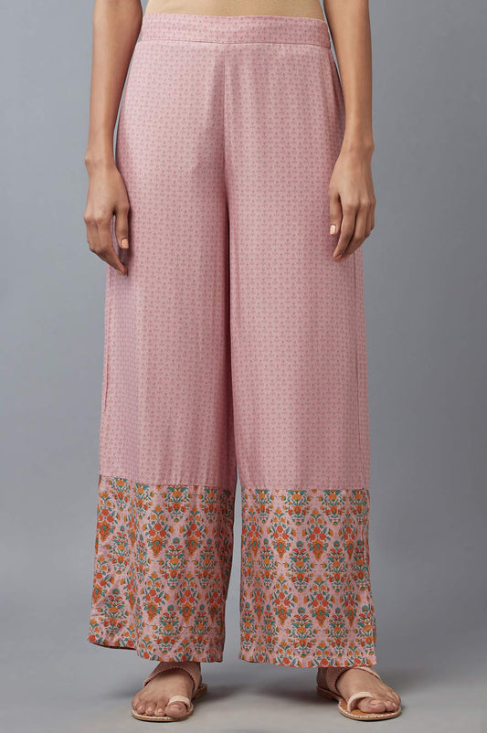 W for Woman Nectar Pink Floral Printed Parallel Pants