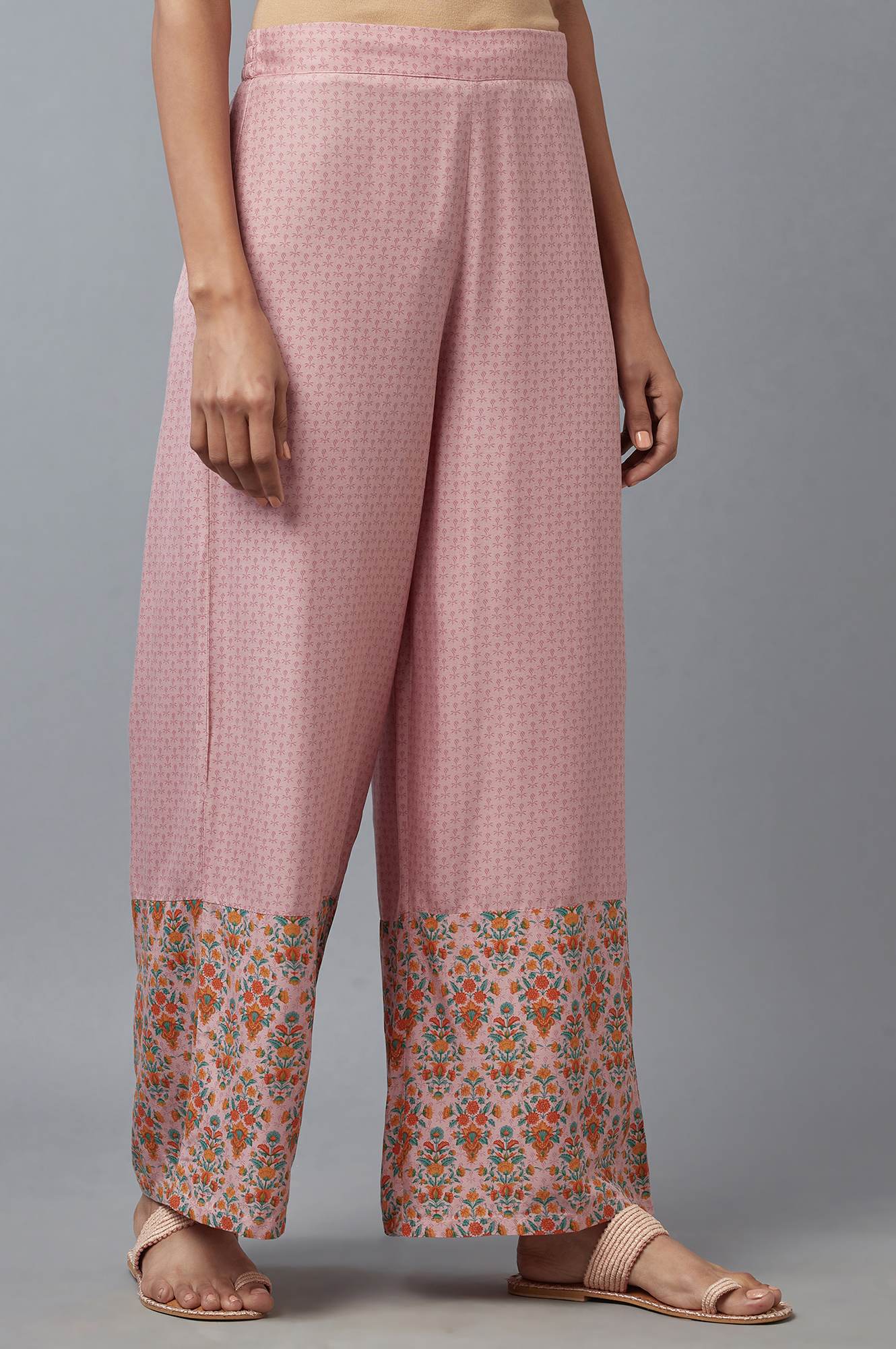 W for Woman Nectar Pink Floral Printed Parallel Pants