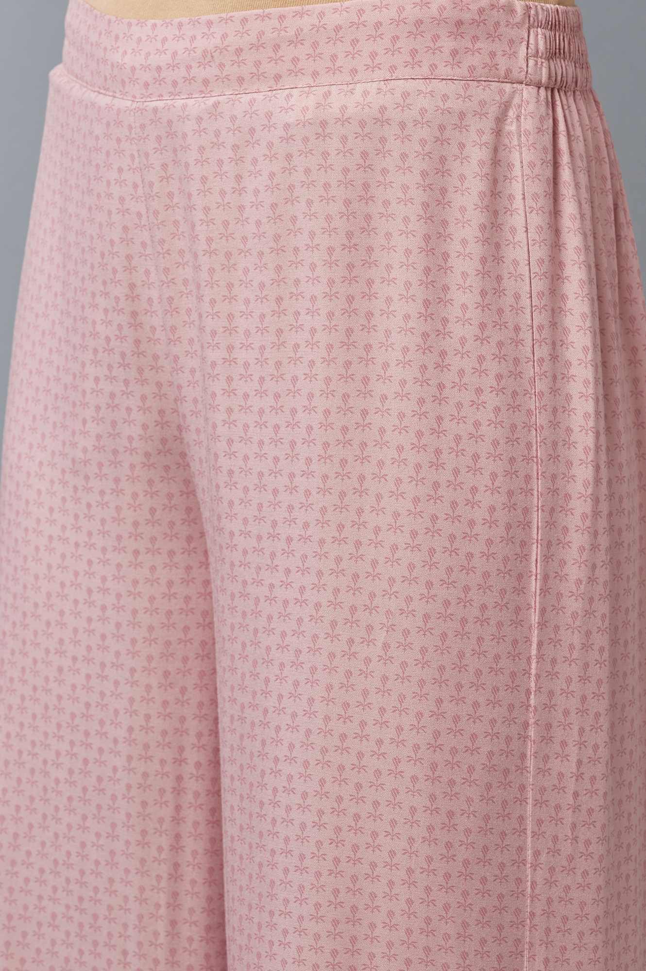W for Woman Nectar Pink Floral Printed Parallel Pants