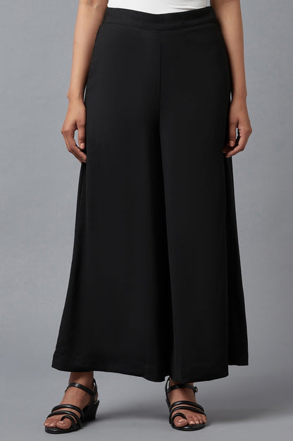 W for Woman Black Wide Leg Moss Flared Pants