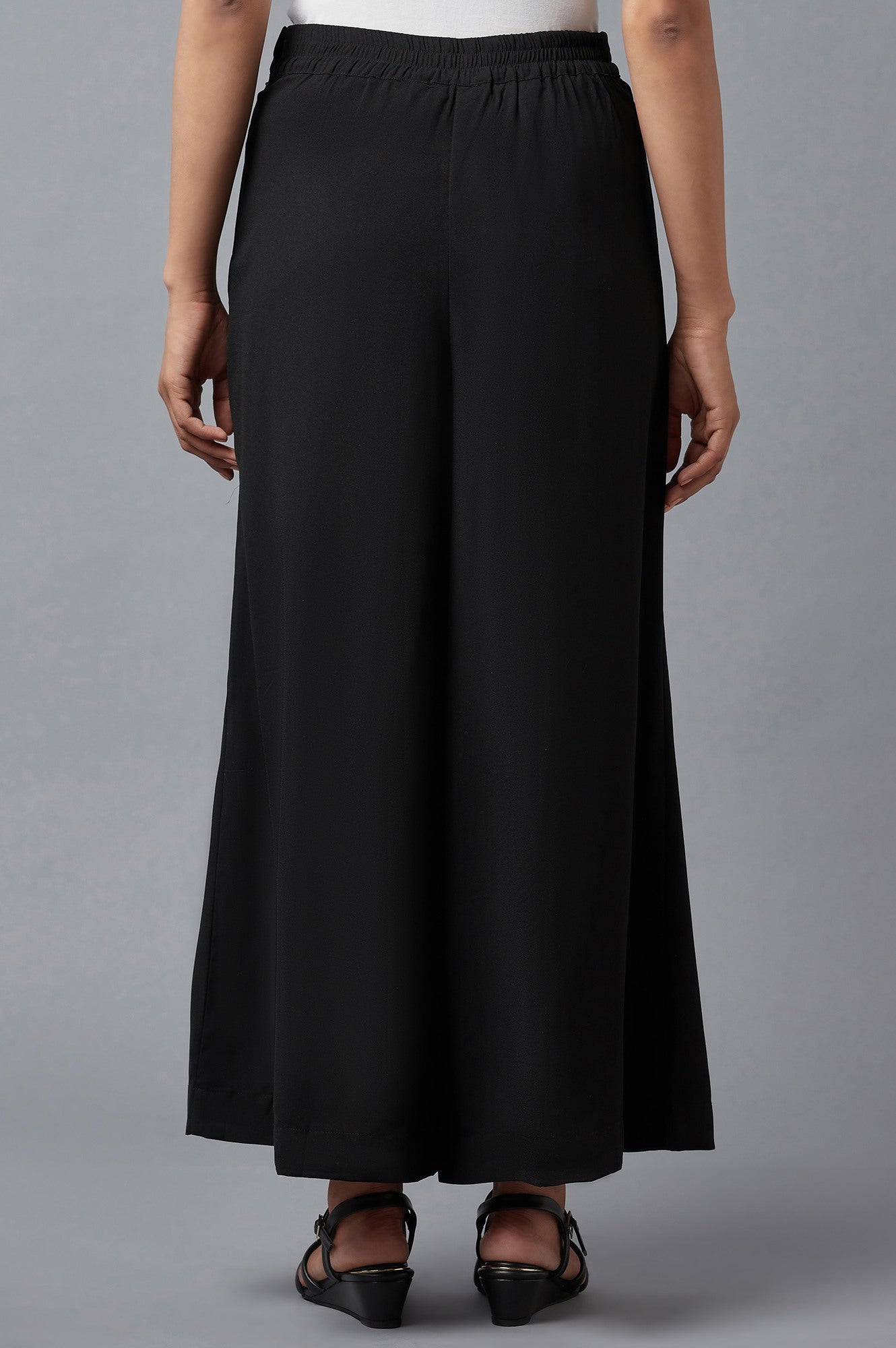 W for Woman Black Wide Leg Moss Flared Pants