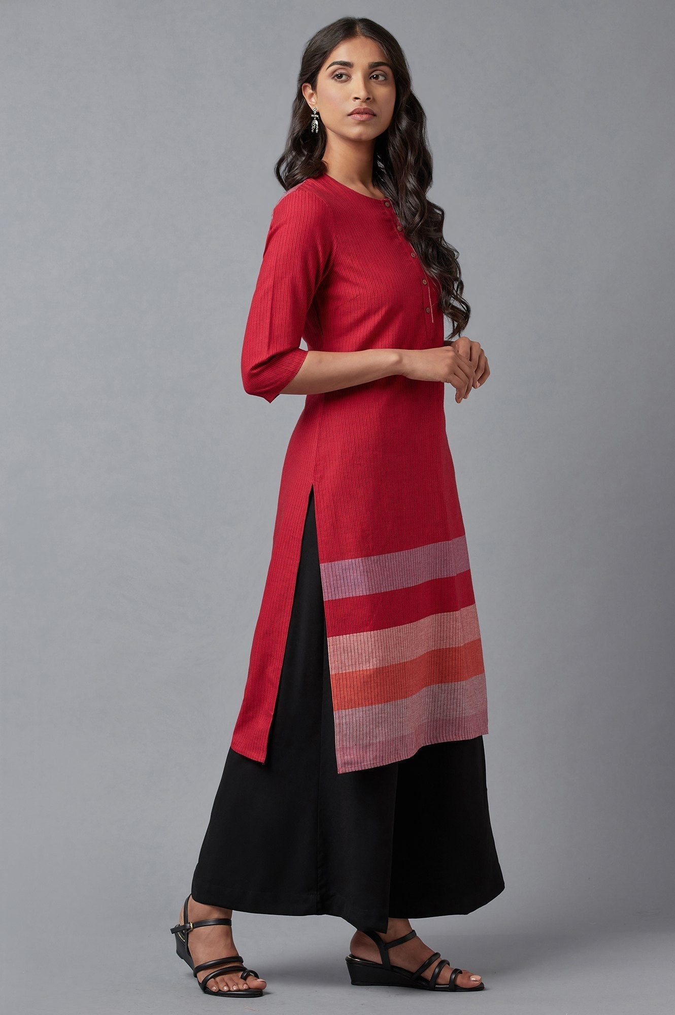 W for Woman Black Wide Leg Moss Flared Pants