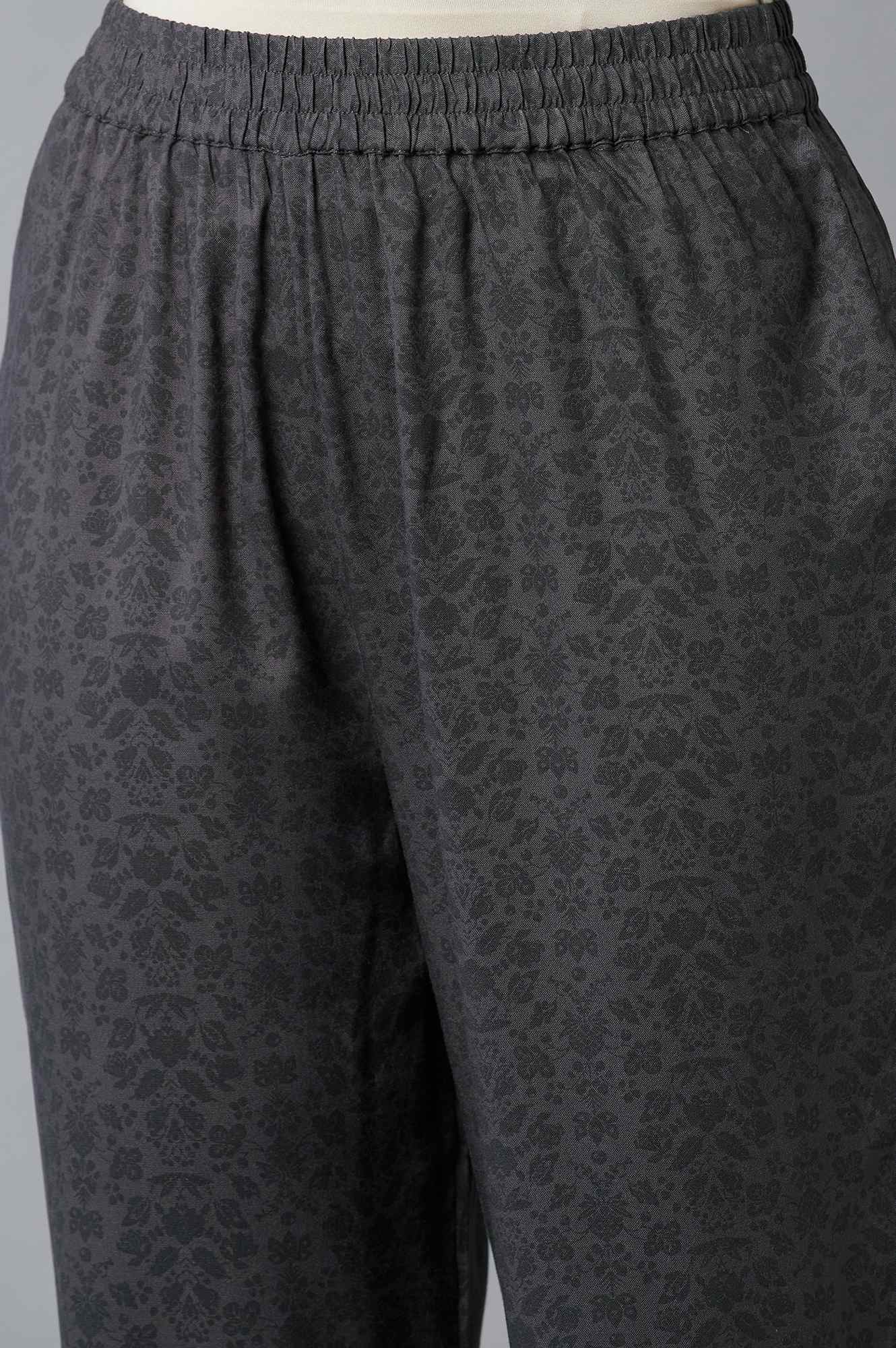 W for Woman Grey Printed kurta With Slim Pants And Dupatta
