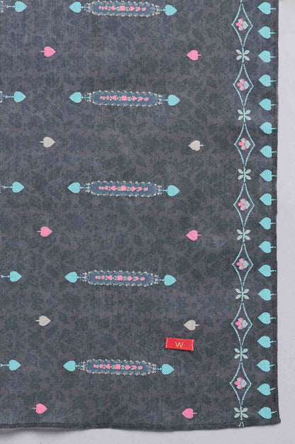 W for Woman Grey Printed kurta With Slim Pants And Dupatta