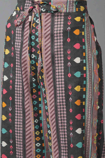 W for Woman Grey Printed kurta with Parallel Pants