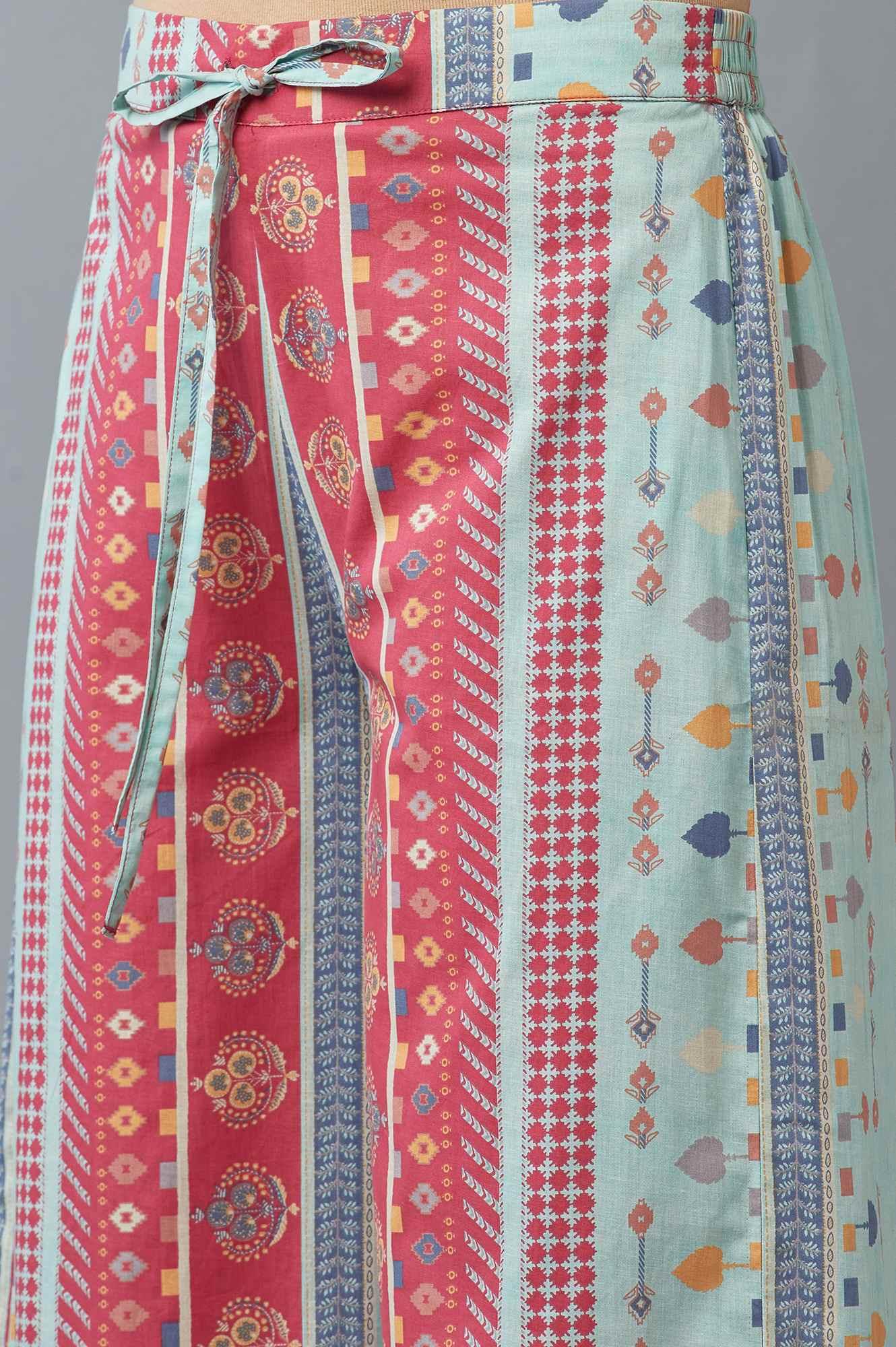 W for Woman Pink Printed kurta with Parallel Pants
