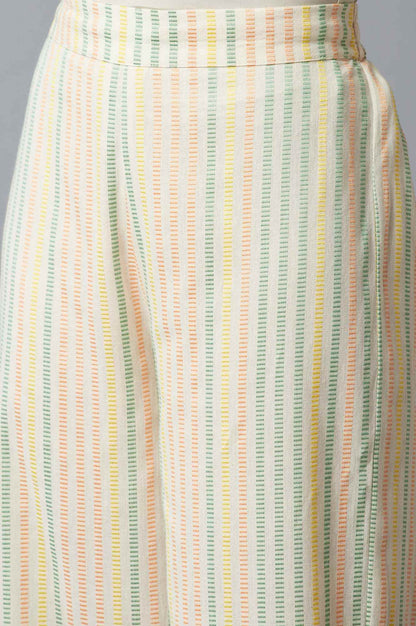 W for Woman Light Yellow Dobby Straight kurta With Parallel Pants And Ecru Dupatta