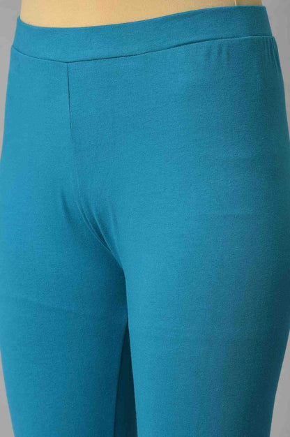 W for Woman Teal Blue Saree Style kurta With Tights