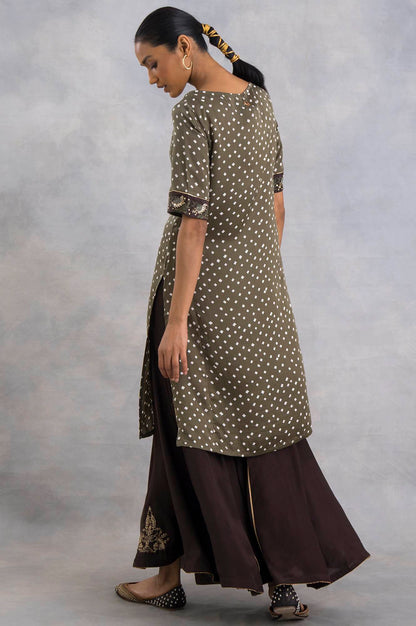W for Woman Olive Green Bandhej Print kurta