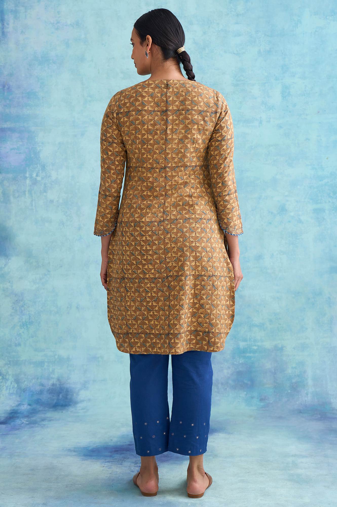 W for Woman Folksong By W Brown Handblock Print Cotton kurta