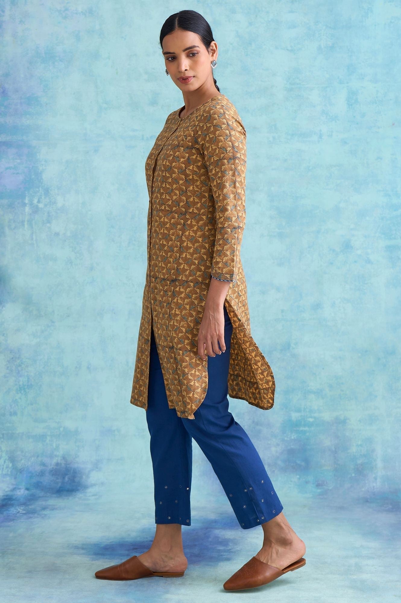 W for Woman Folksong By W Brown Handblock Print Cotton kurta