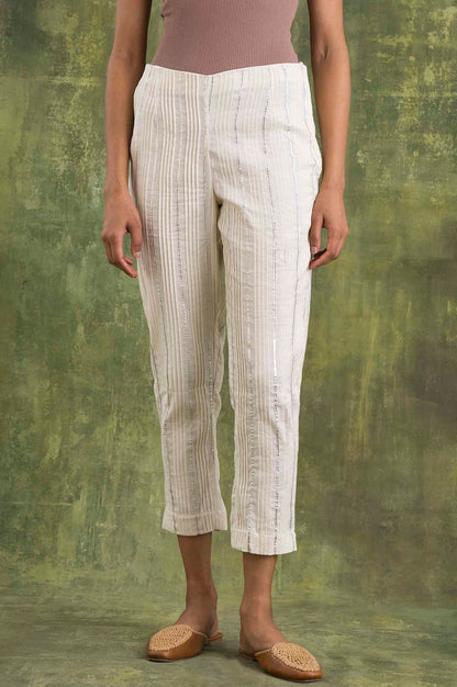 W for Woman Ecru Solid Slim Pants