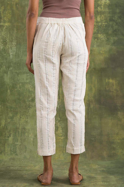 W for Woman Ecru Solid Slim Pants