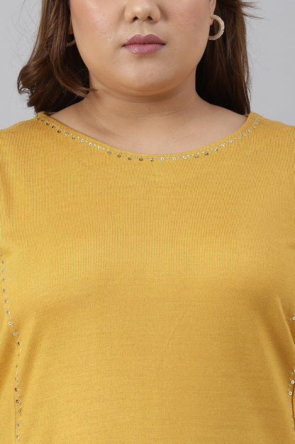 W for Woman Plus Size Yellow A-Line Embroidered Winter kurta