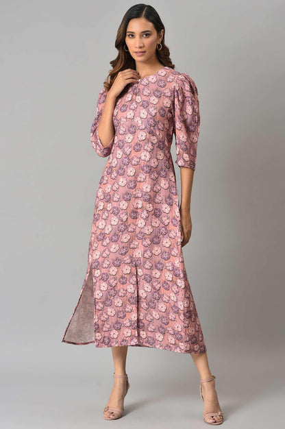 W for Woman Pink Floral Printed Vaccy Dress