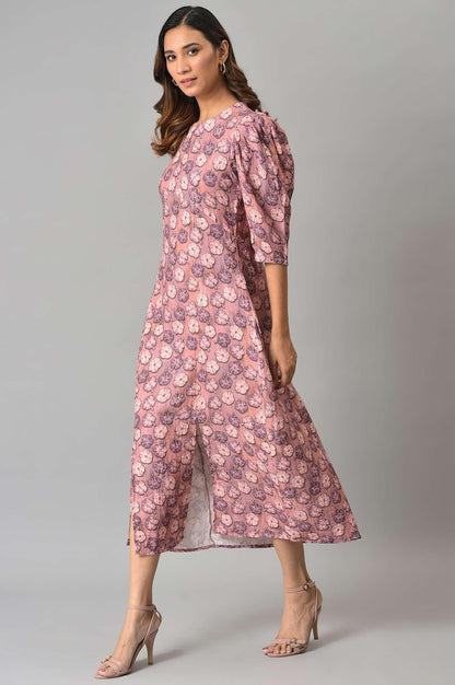 W for Woman Pink Floral Printed Vaccy Dress