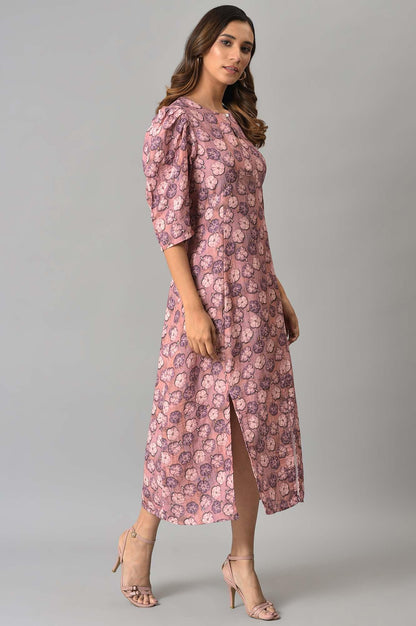 W for Woman Pink Floral Printed Vaccy Dress