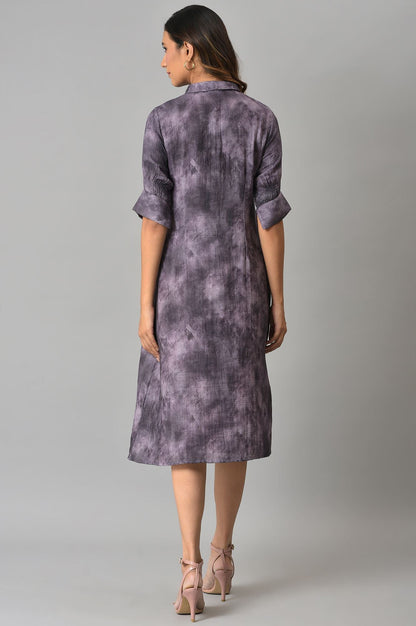 W for Woman Purple Floral Printed Vaccy Dress
