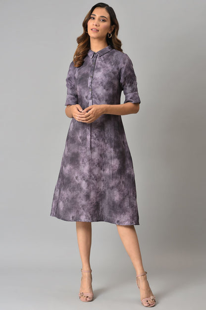 W for Woman Purple Floral Printed Vaccy Dress