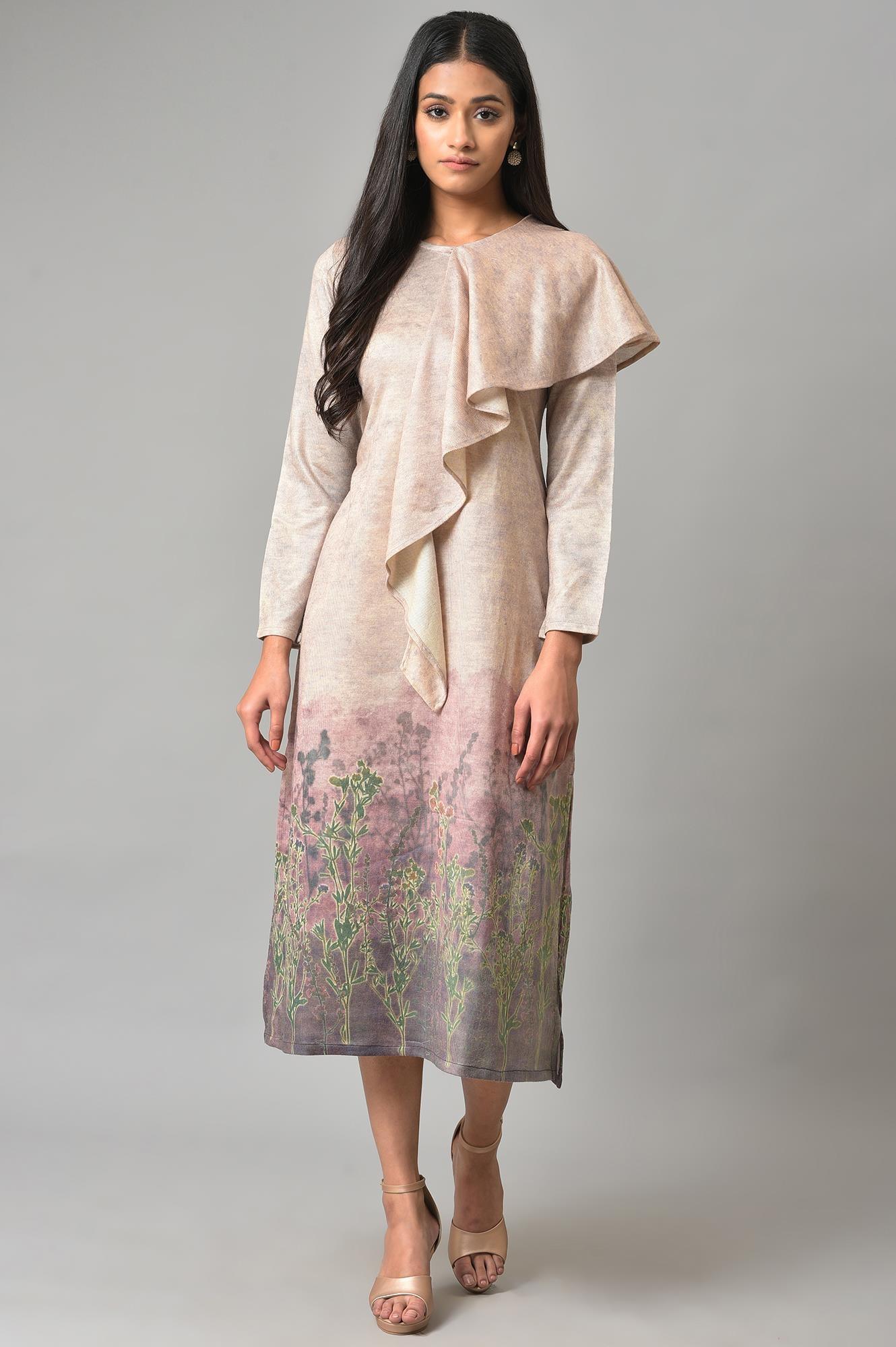 W for Woman Pink Front Cascade Western Dress
