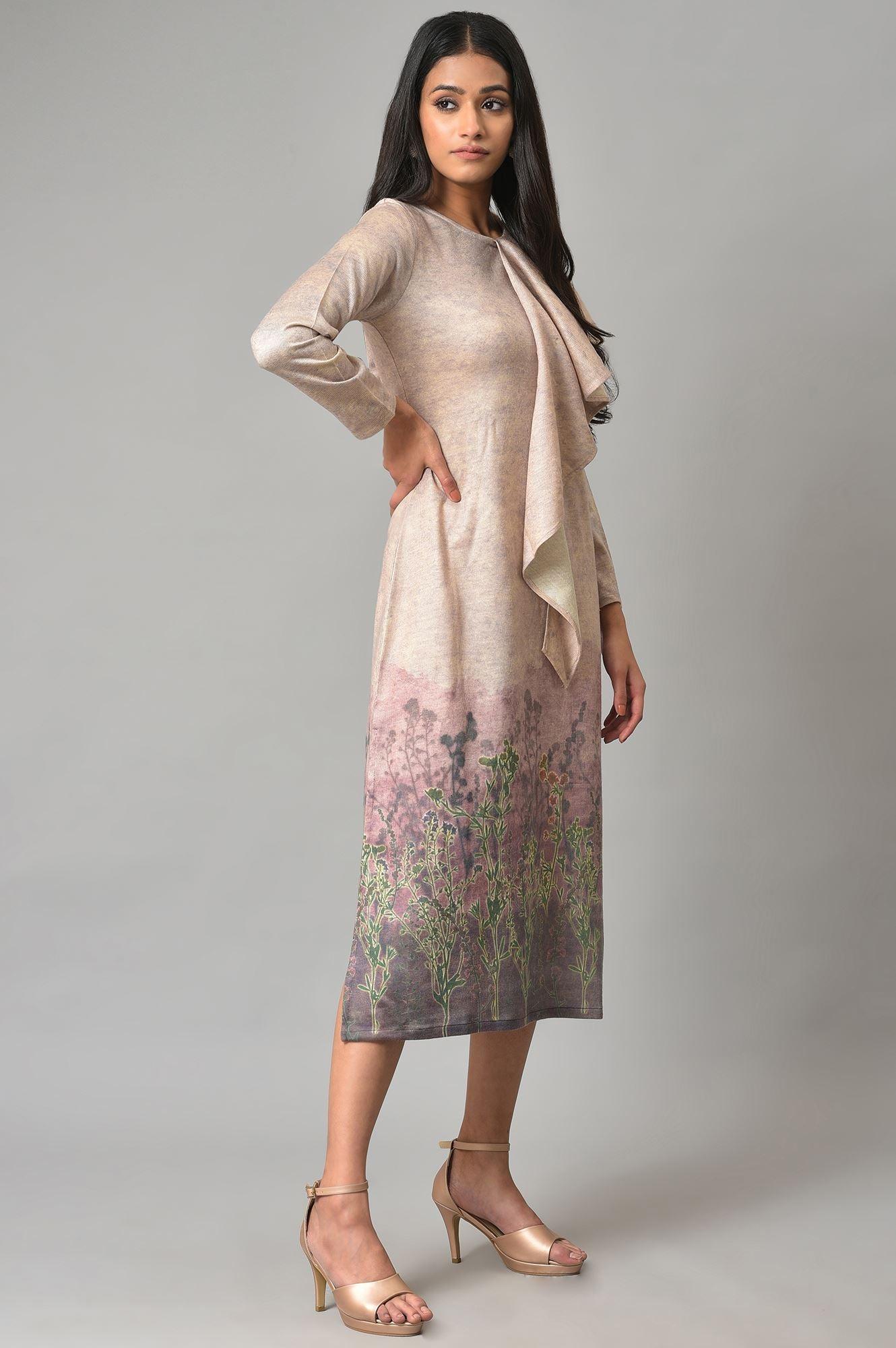 W for Woman Pink Front Cascade Western Dress