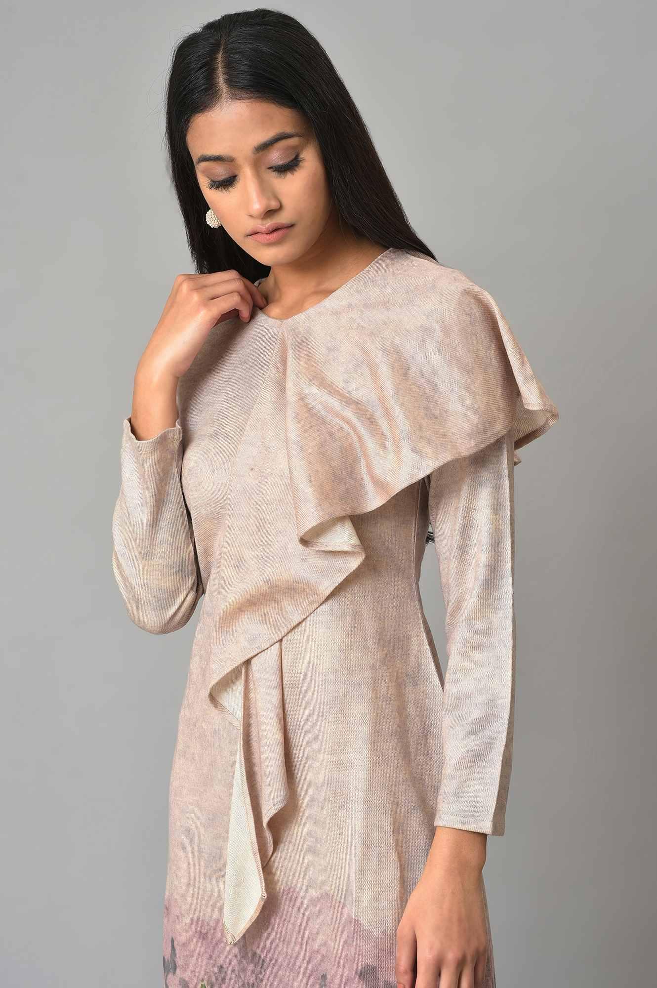 W for Woman Pink Front Cascade Western Dress