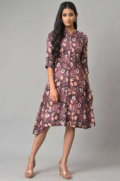 W for Woman Pink Floral Printed Western Shirt Dress