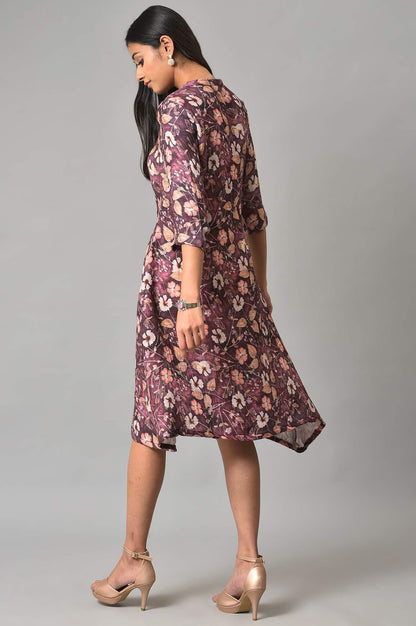 W for Woman Pink Floral Printed Western Shirt Dress