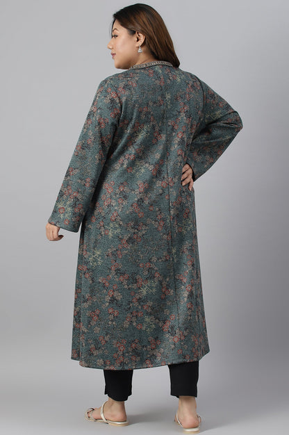 W for Woman Teal Blue Flared Plus Size Winter kurta