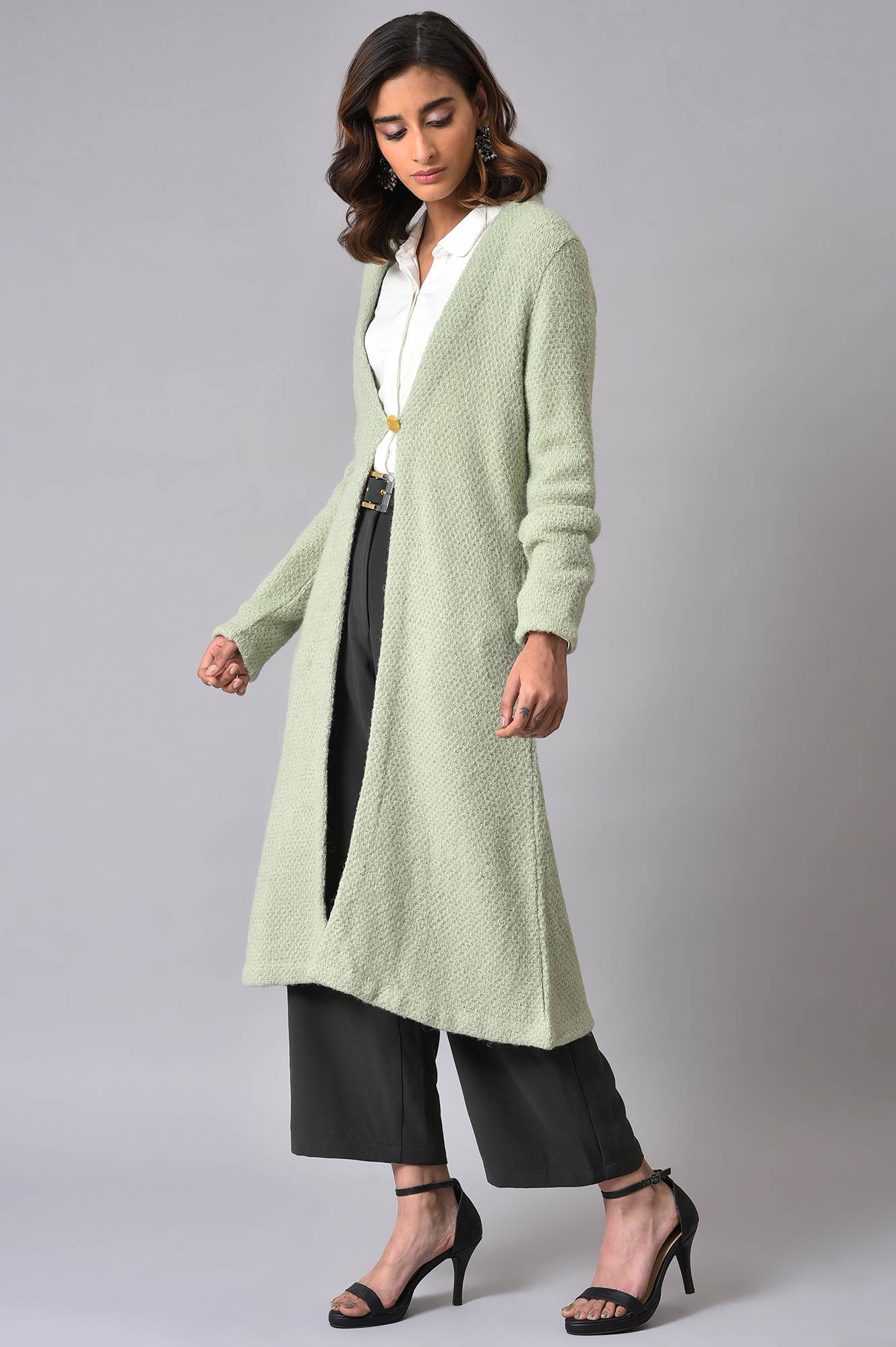 W for Woman Green Winter Women Cardigan