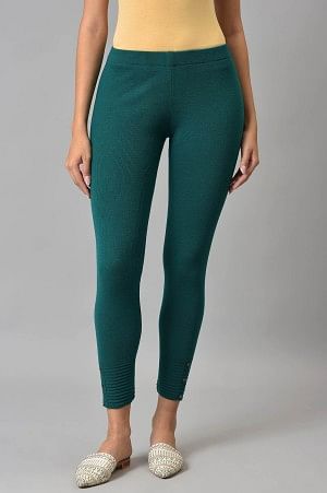 W for Woman Green Acrylic Winter Leggings