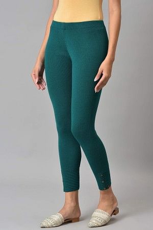 W for Woman Green Acrylic Winter Leggings