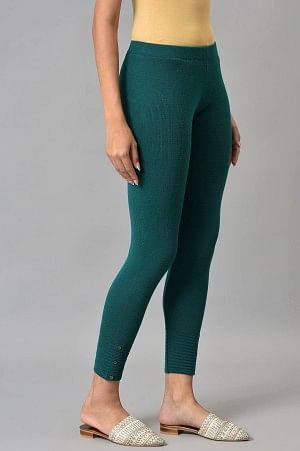 W for Woman Green Acrylic Winter Leggings