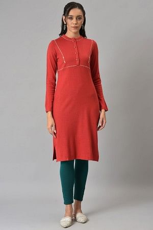 W for Woman Green Acrylic Winter Leggings