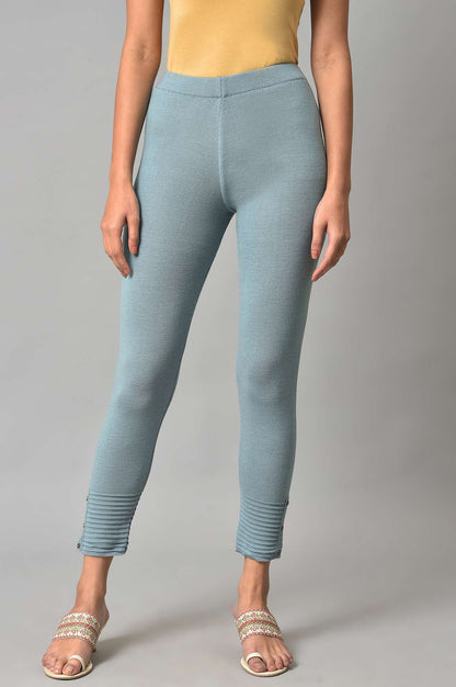 W for Woman Light Blue Acrylic Winter Leggings