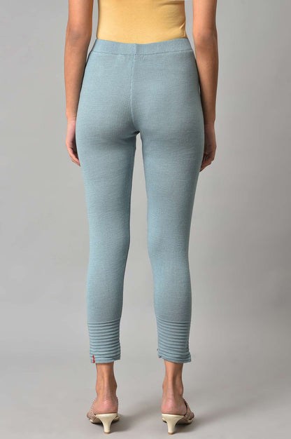 W for Woman Light Blue Acrylic Winter Leggings