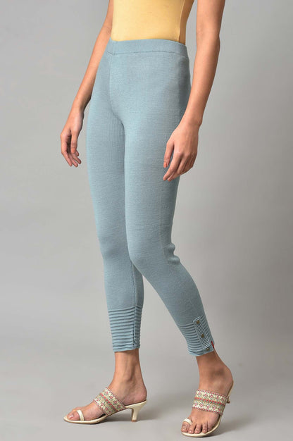 W for Woman Light Blue Acrylic Winter Leggings
