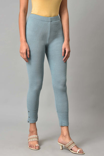 W for Woman Light Blue Acrylic Winter Leggings