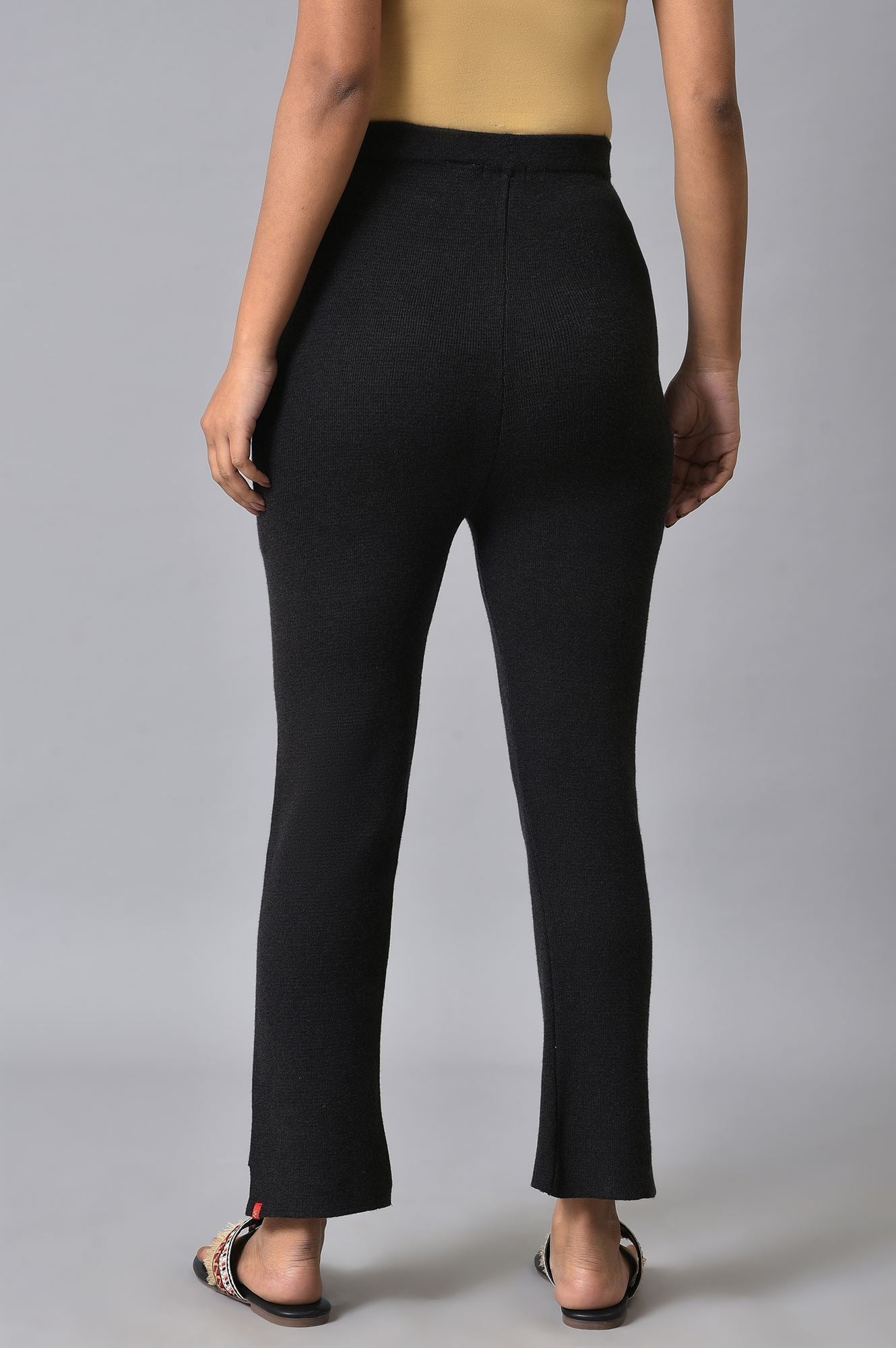 W for Woman Black Knitted Women Straight Pants