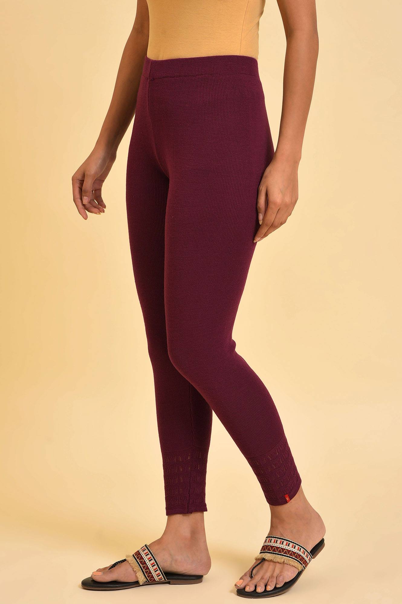 W for Woman Purple Knitted Tights