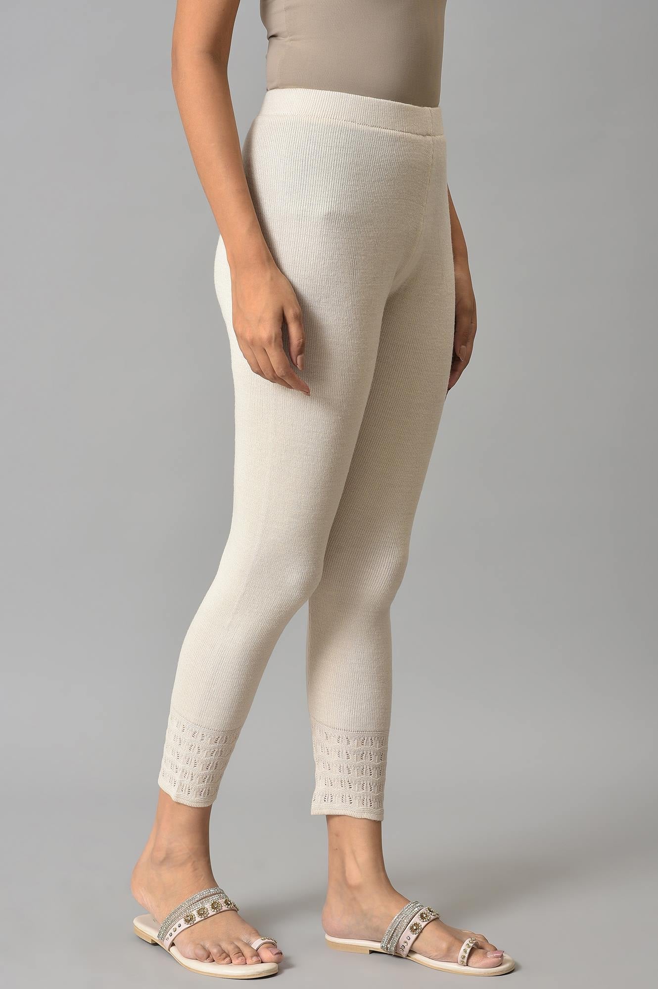 W for Woman Ecru Acrylic Winter Leggings