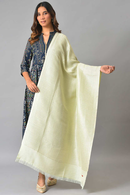 W for Woman Light Green Stripe Lurex Shawl